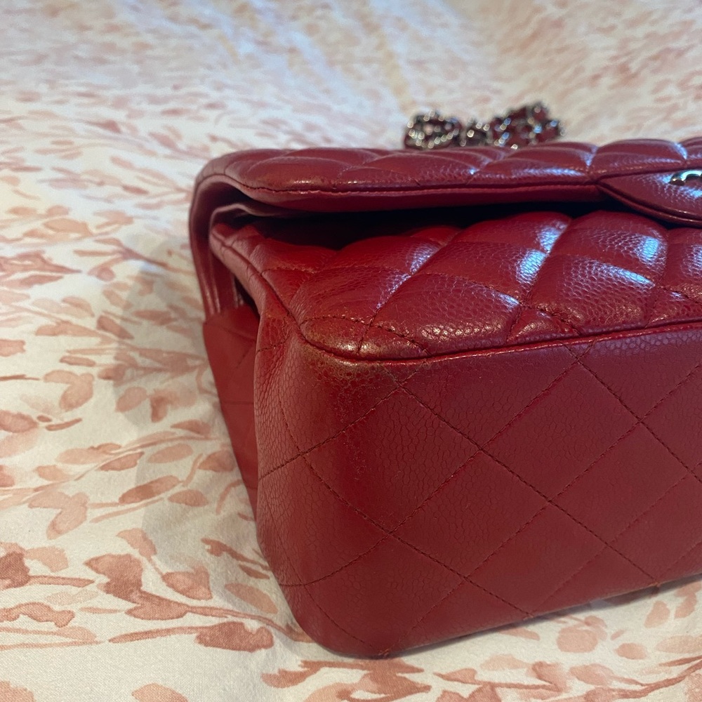 🔥🔥FLASH SALE🔥🔥💯 Authentic Chanel Jumbo Caviar Red Quilted Leather Bag - Picture 5 of 14